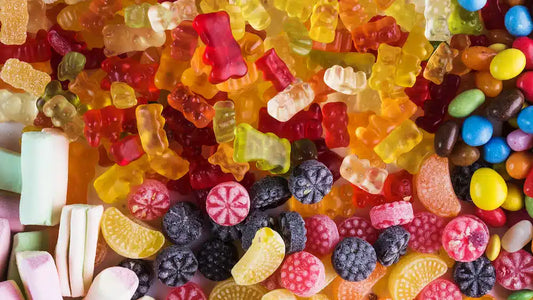many kinds of gummies in different colors